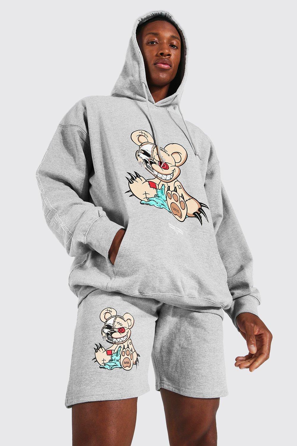 Oversized Teddy Graphic Hoodie And Short Set boohoo